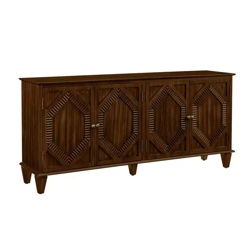 Buffet de salle à manger moderne du milieu du siècle de 65,2 pouces avec rangement, meuble de bar à café et à vin avec accent géométrique pour salon ou cuisine