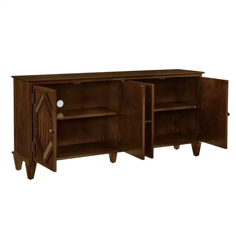 Buffet de salle à manger moderne du milieu du siècle de 65,2 pouces avec rangement, meuble de bar à café et à vin avec accent géométrique pour salon ou cuisine