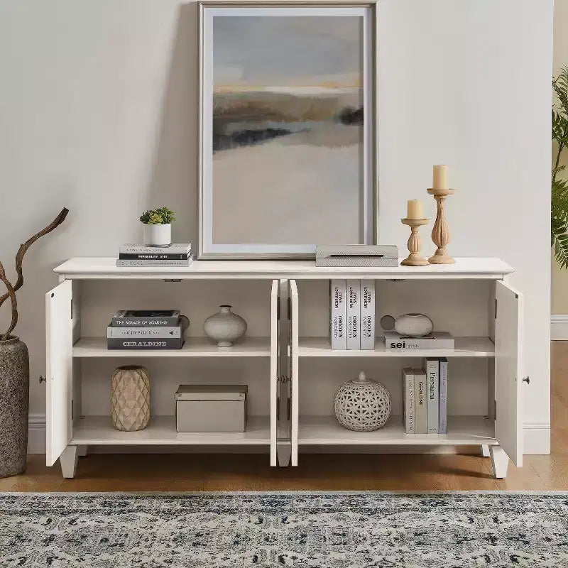 Buffet de salle à manger moderne du milieu du siècle de 65,2 pouces avec rangement, meuble de bar à café et à vin avec accent géométrique pour salon ou cuisine