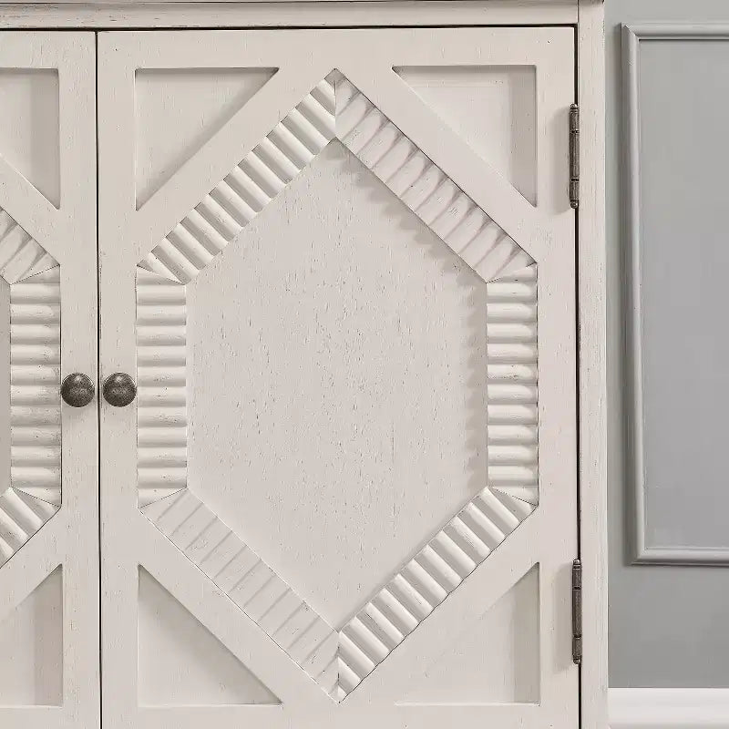 Buffet de salle à manger moderne du milieu du siècle de 65,2 pouces avec rangement, meuble de bar à café et à vin avec accent géométrique pour salon ou cuisine