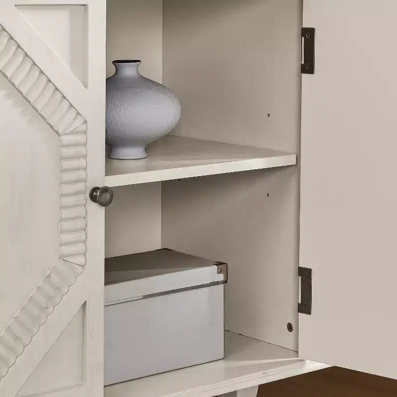 Buffet de salle à manger moderne du milieu du siècle de 65,2 pouces avec rangement, meuble de bar à café et à vin avec accent géométrique pour salon ou cuisine