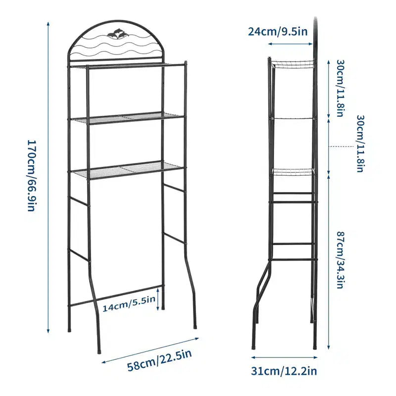 Étagère de rangement 3 niveaux au-dessus des toilettes, étagère de salle de bain autoportante en métal au-dessus des toilettes, étagère gain de place au-dessus des toilettes pour la salle de bain