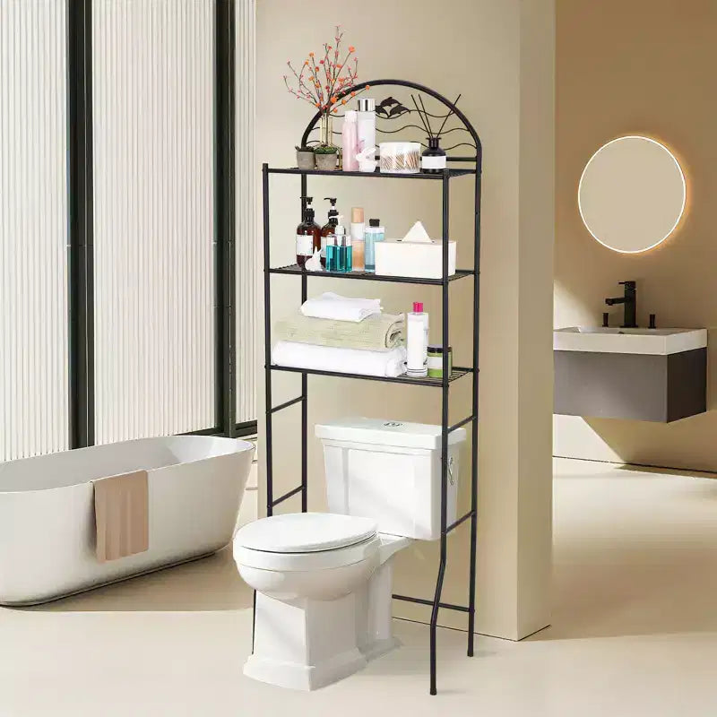 Étagère de rangement 3 niveaux au-dessus des toilettes, étagère de salle de bain autoportante en métal au-dessus des toilettes, étagère gain de place au-dessus des toilettes pour la salle de bain