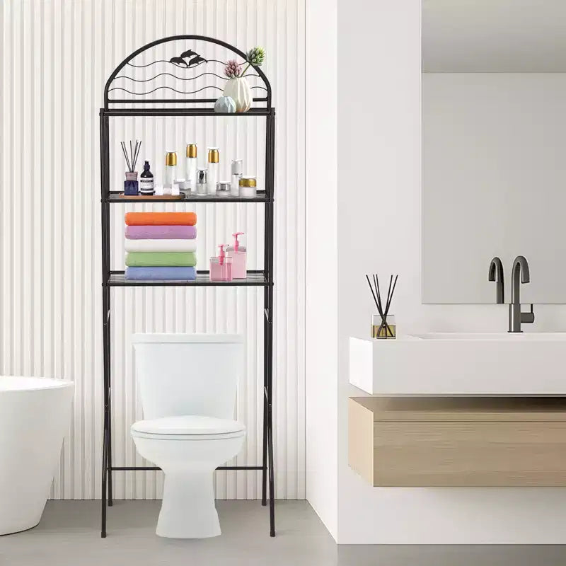 Étagère de rangement 3 niveaux au-dessus des toilettes, étagère de salle de bain autoportante en métal au-dessus des toilettes, étagère gain de place au-dessus des toilettes pour la salle de bain