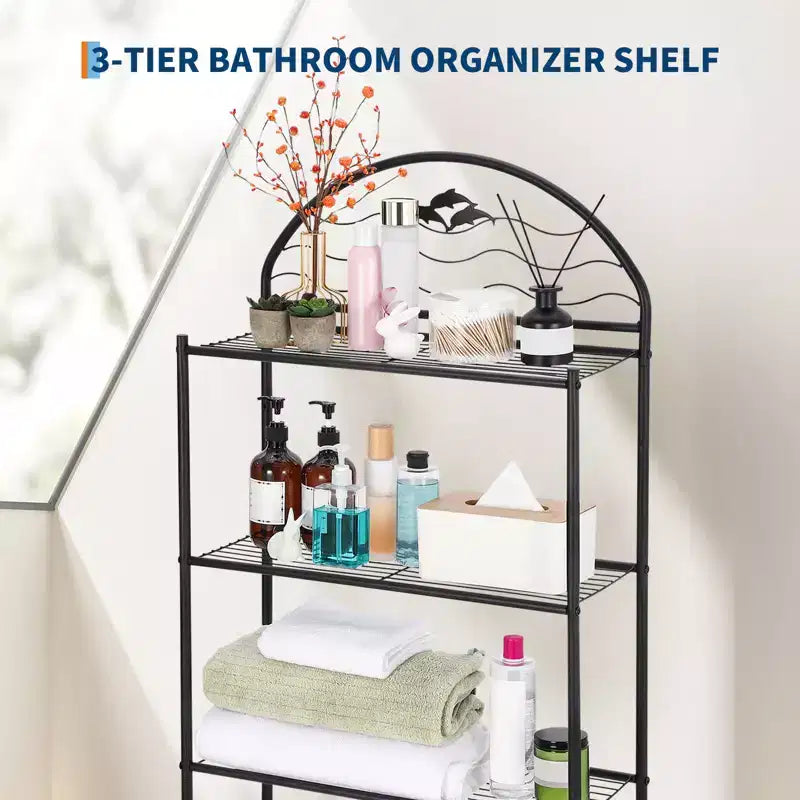Étagère de rangement 3 niveaux au-dessus des toilettes, étagère de salle de bain autoportante en métal au-dessus des toilettes, étagère gain de place au-dessus des toilettes pour la salle de bain