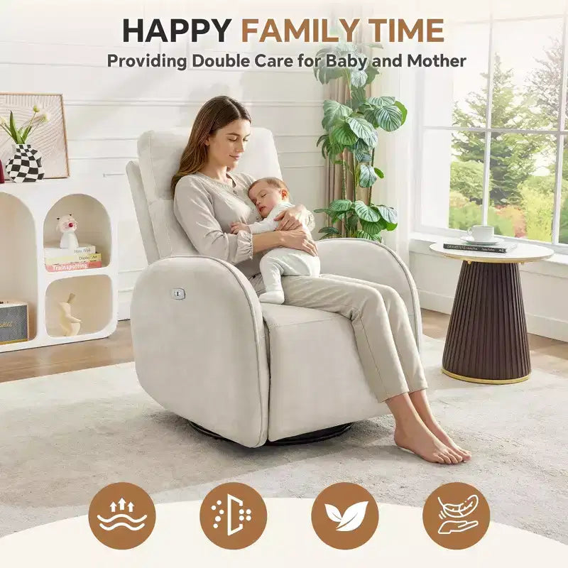 Fauteuil inclinable motorisé Hyleory Chenille 3 positions pivotant avec USB et bande lumineuse à induction pour le salon (Lot de 2)