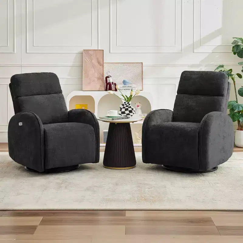Fauteuil inclinable motorisé Hyleory Chenille 3 positions pivotant avec USB et bande lumineuse à induction pour le salon (Lot de 2)