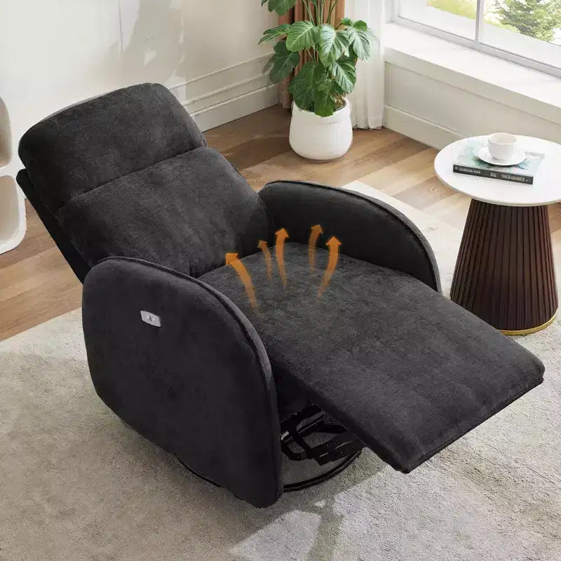 Fauteuil inclinable motorisé Hyleory Chenille 3 positions pivotant avec USB et bande lumineuse à induction pour le salon (Lot de 2)