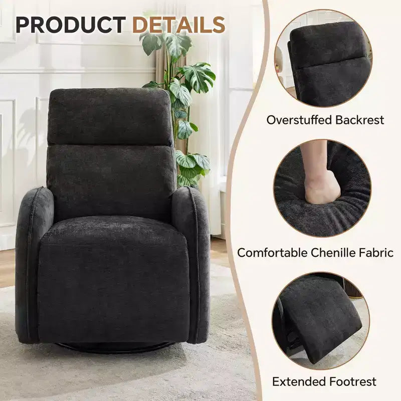 Fauteuil inclinable motorisé Hyleory Chenille 3 positions pivotant avec USB et bande lumineuse à induction pour le salon (Lot de 2)