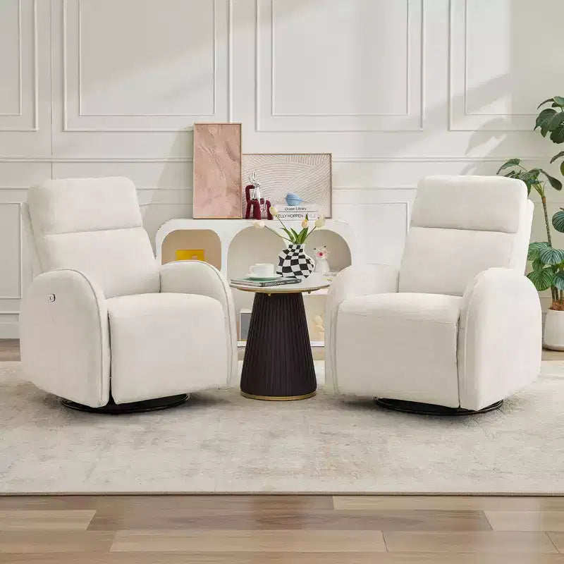 Fauteuil inclinable motorisé Hyleory Chenille 3 positions pivotant avec USB et bande lumineuse à induction pour le salon (Lot de 2)