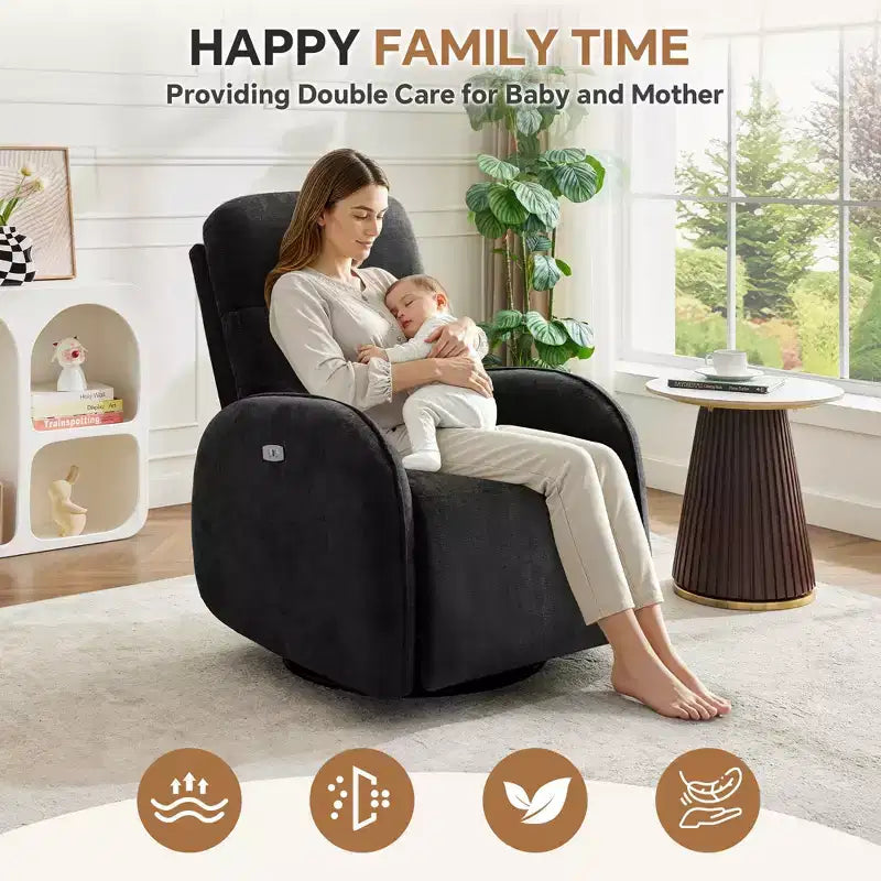 Fauteuil inclinable motorisé Hyleory Chenille 3 positions pivotant avec USB et bande lumineuse à induction pour le salon (Lot de 2)