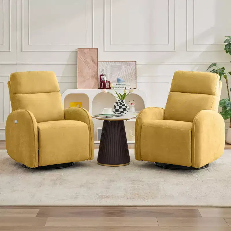 Fauteuil inclinable motorisé Hyleory Chenille 3 positions pivotant avec USB et bande lumineuse à induction pour le salon (Lot de 2)