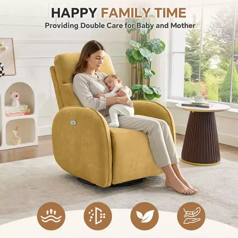 Fauteuil inclinable motorisé Hyleory Chenille 3 positions pivotant avec USB et bande lumineuse à induction pour le salon (Lot de 2)