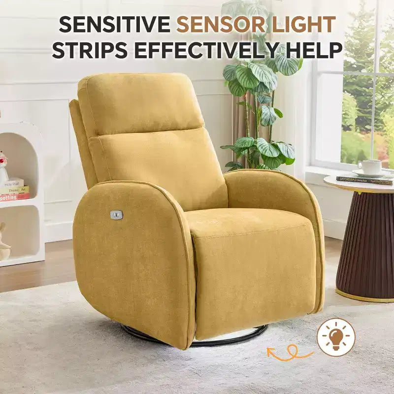 Fauteuil inclinable motorisé Hyleory Chenille 3 positions pivotant avec USB et bande lumineuse à induction pour le salon (Lot de 2)
