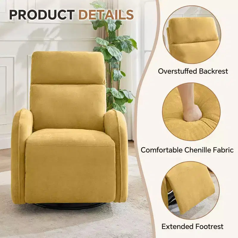 Fauteuil inclinable motorisé Hyleory Chenille 3 positions pivotant avec USB et bande lumineuse à induction pour le salon (Lot de 2)