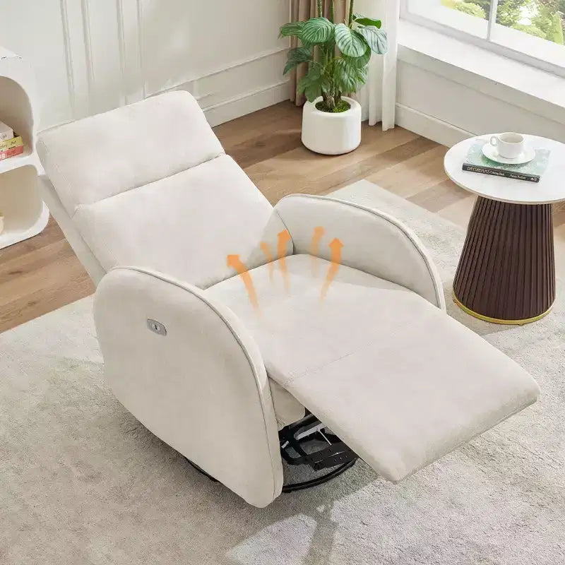 Fauteuil inclinable motorisé Hyleory Chenille 3 positions pivotant avec USB et bande lumineuse à induction pour le salon (Lot de 2)