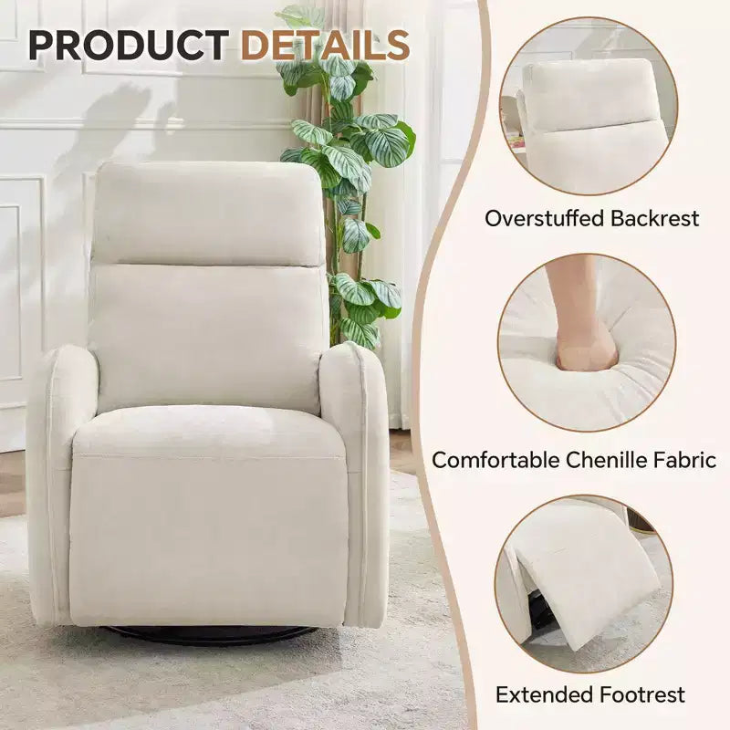 Fauteuil inclinable motorisé Hyleory Chenille 3 positions pivotant avec USB et bande lumineuse à induction pour le salon (Lot de 2)