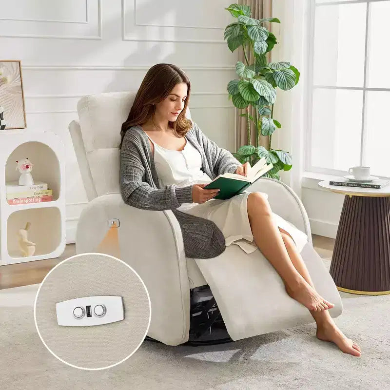 Fauteuil inclinable motorisé Hyleory Chenille 3 positions pivotant avec USB et bande lumineuse à induction pour le salon (Lot de 2)