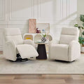 Hyleory Chenille 3-Position Swivel Power Nursery Recliner with USB and Induction Light Strip for Living Room (Set of 2