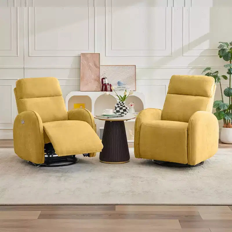 Fauteuil inclinable motorisé Hyleory Chenille 3 positions pivotant avec USB et bande lumineuse à induction pour le salon (Lot de 2)