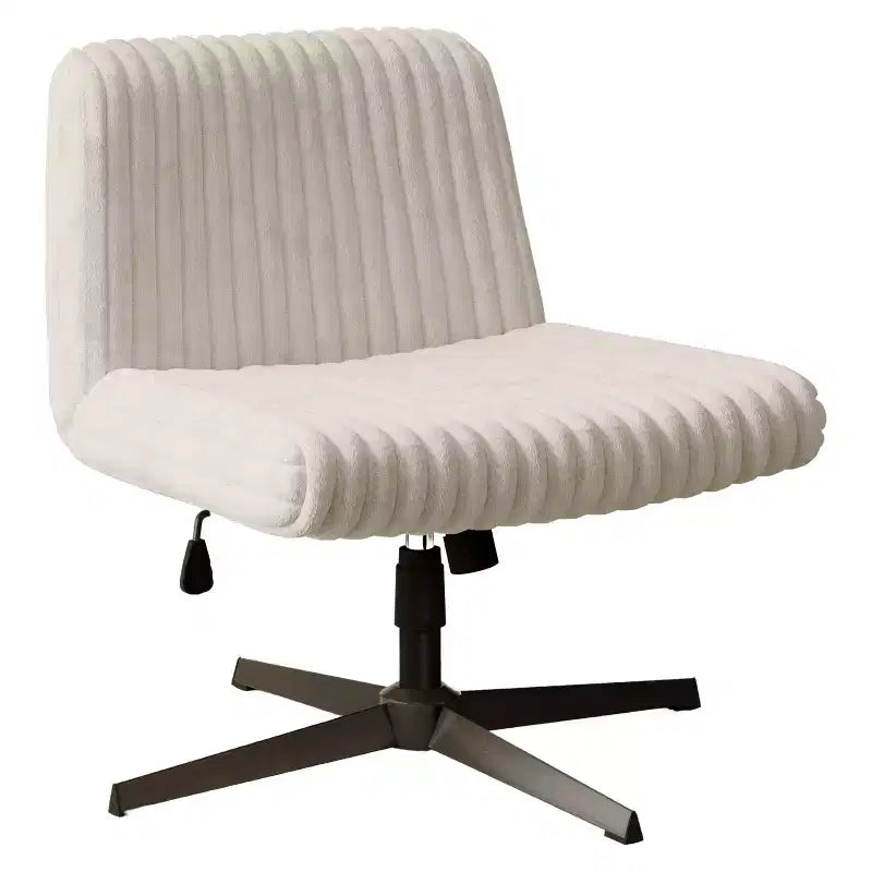 Okak Chaise de bureau en peluche à dossier croisé, réglable en hauteur, avec assise extra large, chaise confortable pour la maison et le bureau, blanc