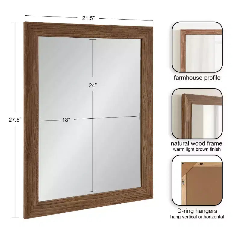 Miroir mural rectangulaire Kate and Laurel Travon pour salle de bain