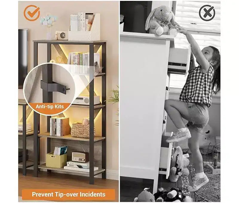 Bibliothèque ouverte à 3 niveaux grande capacité avec cadre métallique, robuste et durable, adaptée au salon, au bureau à domicile, à la chambre à coucher