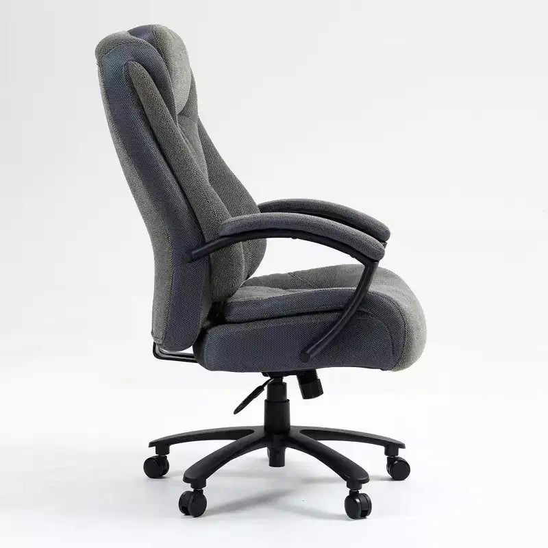 Chaise de bureau de direction Okak avec surface en coton, chaise de bureau réglable en hauteur avec dossier haut et roulettes pour le bureau