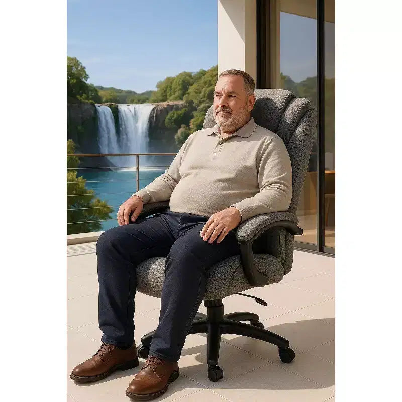 Chaise de bureau de direction Okak avec surface en coton, chaise de bureau réglable en hauteur avec dossier haut et roulettes pour le bureau