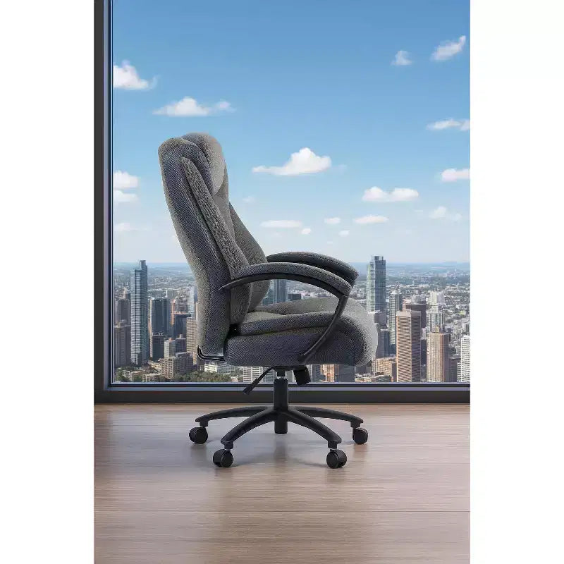 Chaise de bureau de direction Okak avec surface en coton, chaise de bureau réglable en hauteur avec dossier haut et roulettes pour le bureau