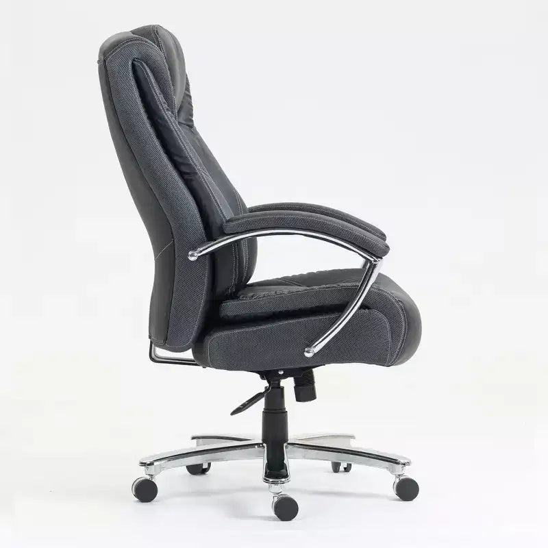 Chaise de bureau de direction Okak avec surface en coton, chaise de bureau réglable en hauteur avec dossier haut et roulettes pour le bureau