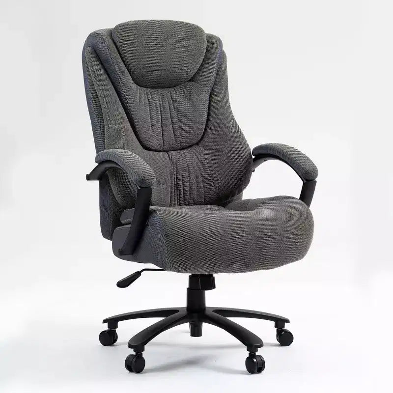 Chaise de bureau de direction Okak avec surface en coton, chaise de bureau réglable en hauteur avec dossier haut et roulettes pour le bureau