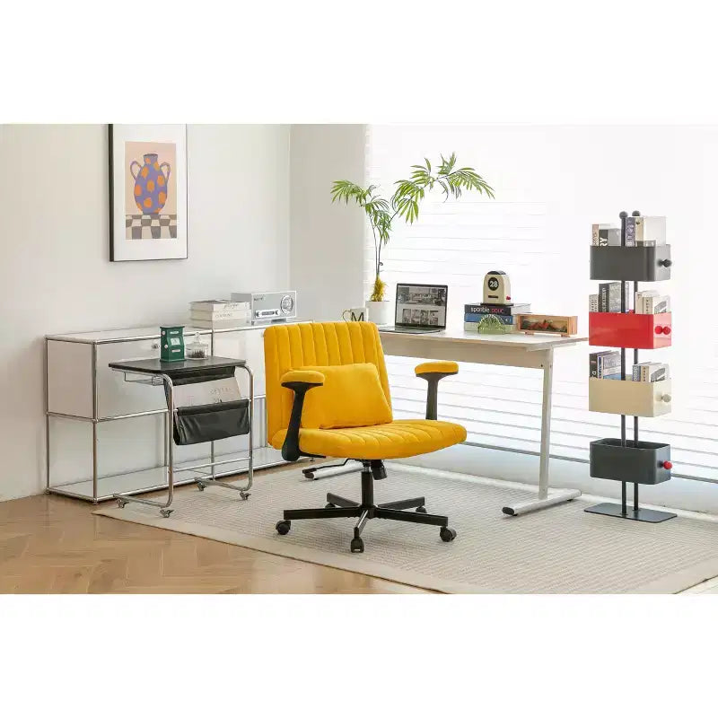 Chaise de bureau moderne en velours Okak avec dossier rembourré, chaise de bureau avec accoudoir et dossier réglables, chaise confortable pour le bureau, l'étude