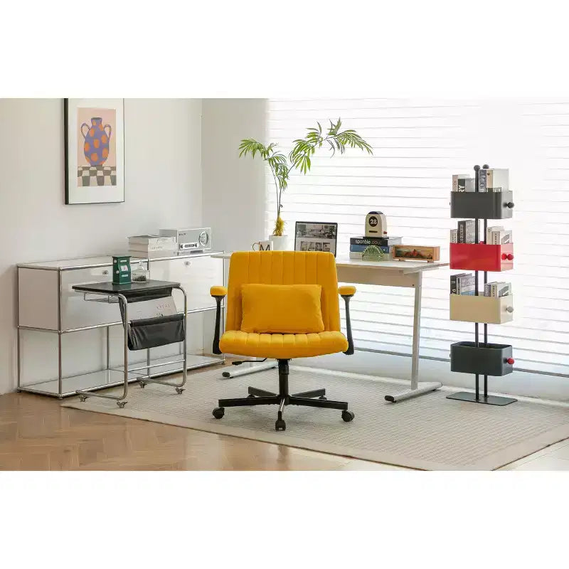 Chaise de bureau moderne en velours Okak avec dossier rembourré, chaise de bureau avec accoudoir et dossier réglables, chaise confortable pour le bureau, l'étude
