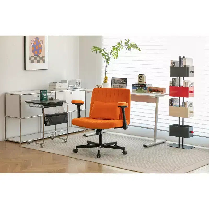 Chaise de bureau moderne en velours Okak avec dossier rembourré, chaise de bureau avec accoudoir et dossier réglables, chaise confortable pour le bureau, l'étude