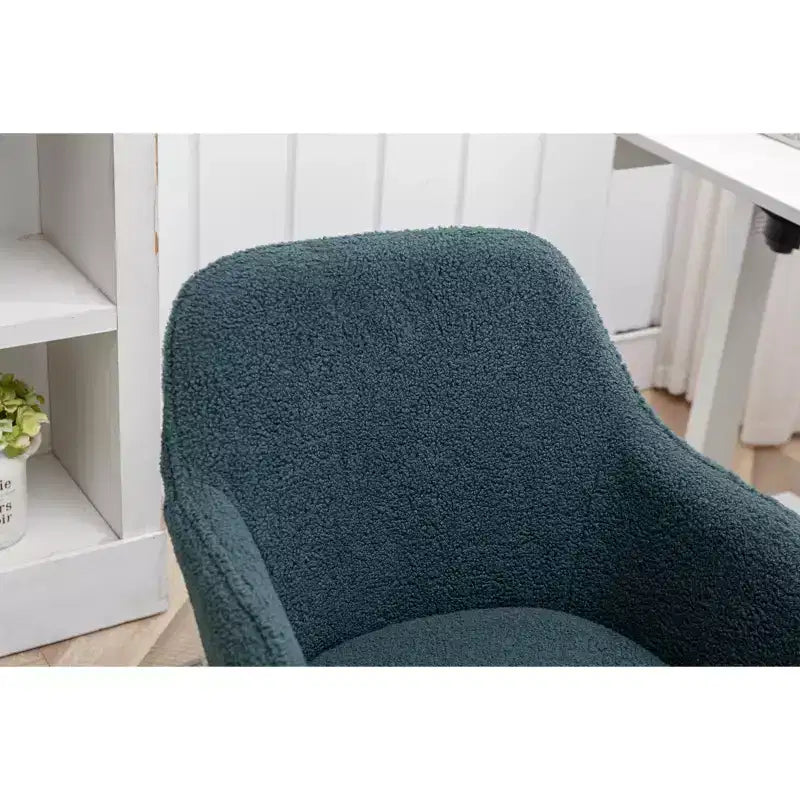 Chaise de bureau Okak Teddy avec base en métal doré, chaise pivotante avec hauteur réglable et roue universelle, chaise de bureau pour le bureau, l'étude