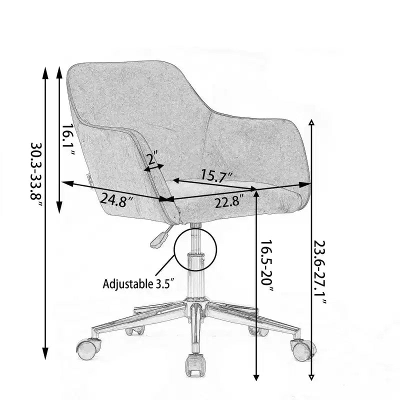 Chaise de bureau Okak Teddy avec base en métal doré, chaise pivotante avec hauteur réglable et roue universelle, chaise de bureau pour le bureau, l'étude