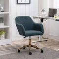 Chaise de bureau Okak Teddy avec base en métal doré, chaise pivotante avec hauteur réglable et roue universelle, chaise de bureau pour le bureau, l'étude