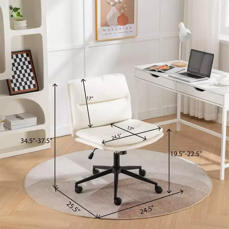 Okak – Fauteuil de bureau réglable en hauteur, chaise pivotante extra-large avec assise et dossier rembourrés, chaise d'ordinateur pour bureau, coiffeuse