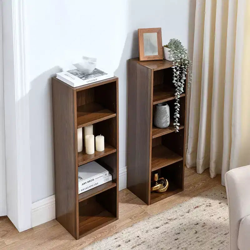 Étagère étroite Okak, étagère de rangement à 8 niveaux, bibliothèque haute pour livres et CD, organisateur de rangement pour salon, couloir, bureau
