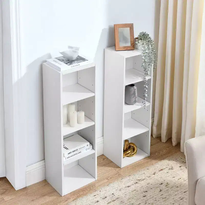 Étagère étroite Okak, étagère de rangement à 8 niveaux, bibliothèque haute pour livres et CD, organisateur de rangement pour salon, couloir, bureau
