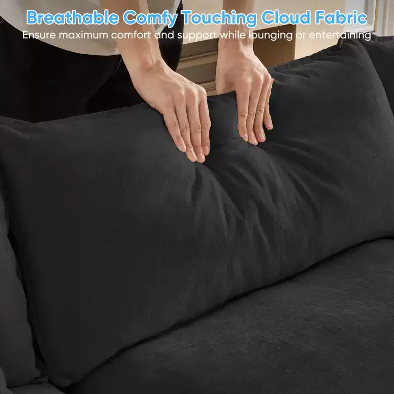 Mjkone Canapé modulaire sectionnel en forme de U de 118 pouces, canapé-lit nuage en chenille à 5 places avec ottomans et coussin épaissi