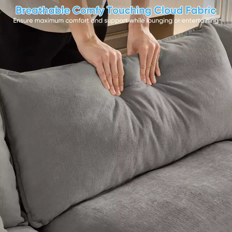 Mjkone Canapé modulaire sectionnel en forme de U de 118 pouces, canapé-lit nuage en chenille à 5 places avec ottomans et coussin épaissi