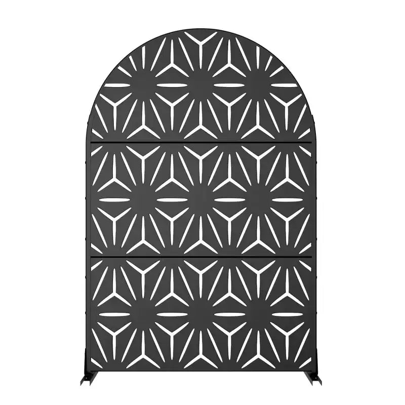 Écrans d'intimité en acier galvanisé noir en forme d'étoile avec arche MAYEERTY, cloisons décoratives pour l'extérieur et l'intérieur
