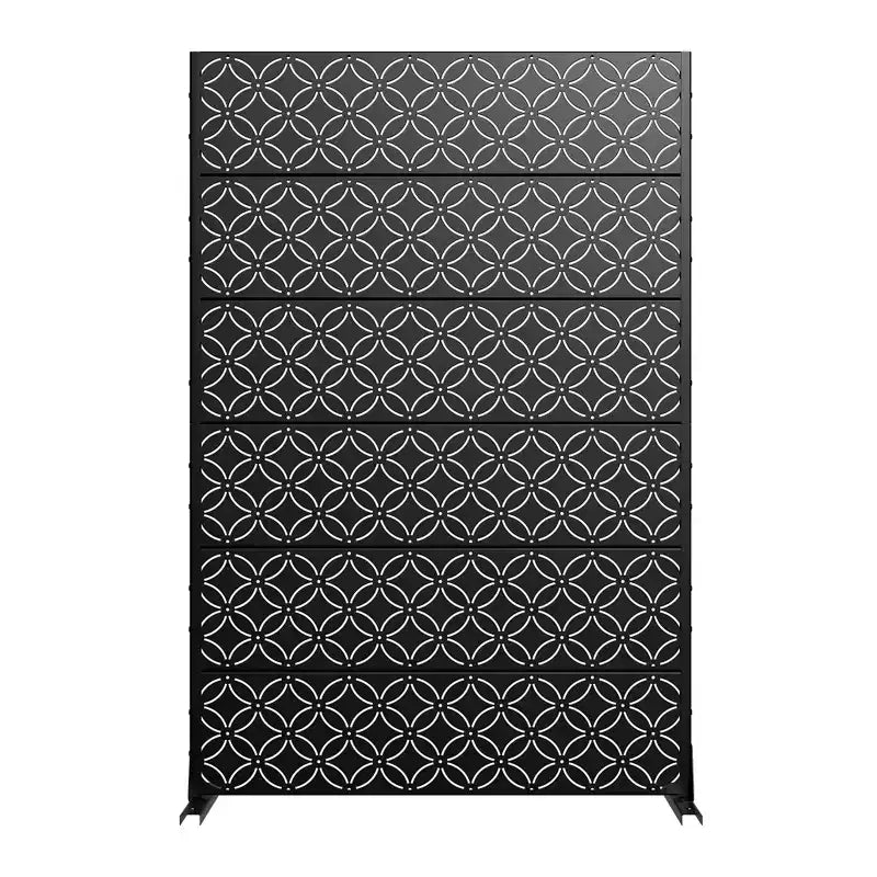 MAYEERTY Écran d'intimité d'extérieur et d'intérieur en acier galvanisé type pièce de monnaie en cuivre pour balcon, lot de 6 pièces, noir