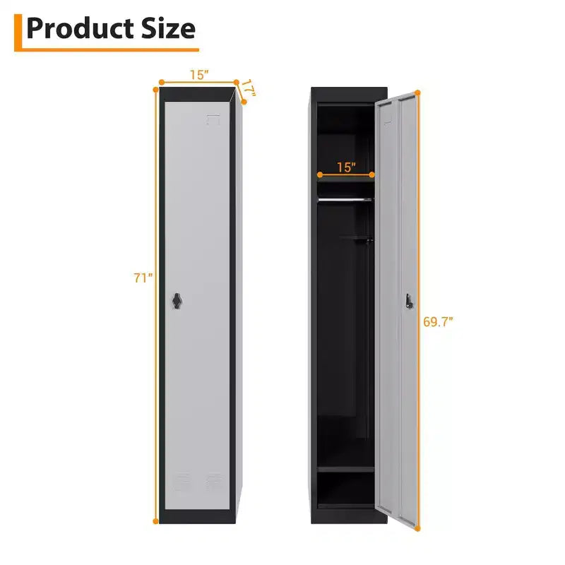 COZONY 72 Casier de rangement industriel en acier robuste avec clés, armoire de rangement industrielle avec étagères réglables et ventilation pour salle de sport, bureau, école, usage domestique