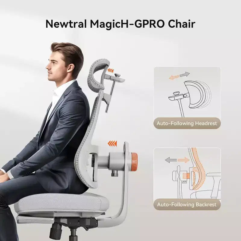 Fauteuil de bureau Newtral Magich-GPro avec repose-pieds - Accoudoirs 4D - MAGICH-GPRO+LAPD-GRAY