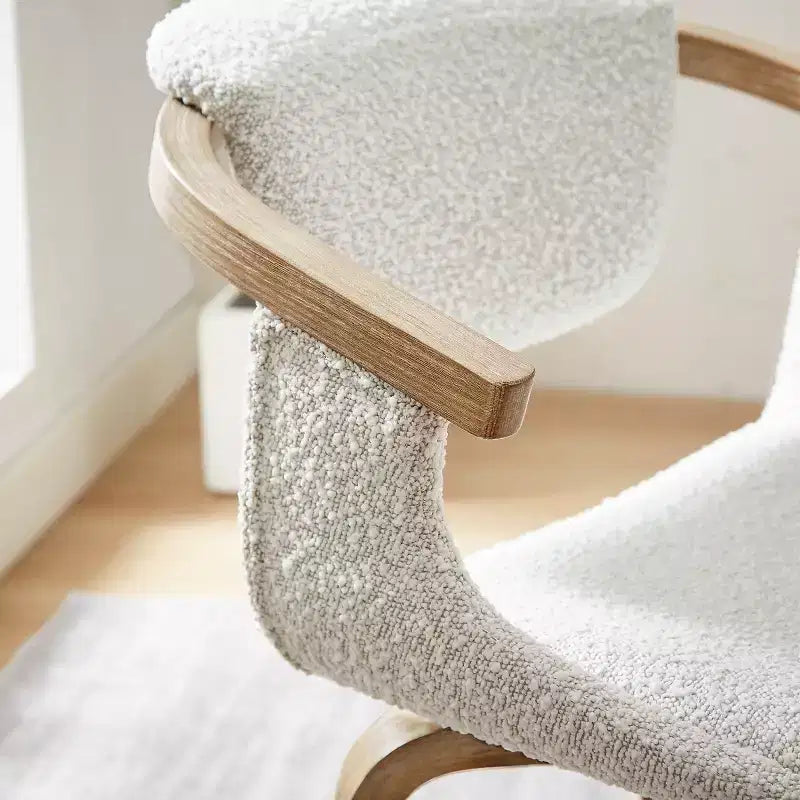 Chaise de salle à manger pivotante en tissu bouclette Art Leon