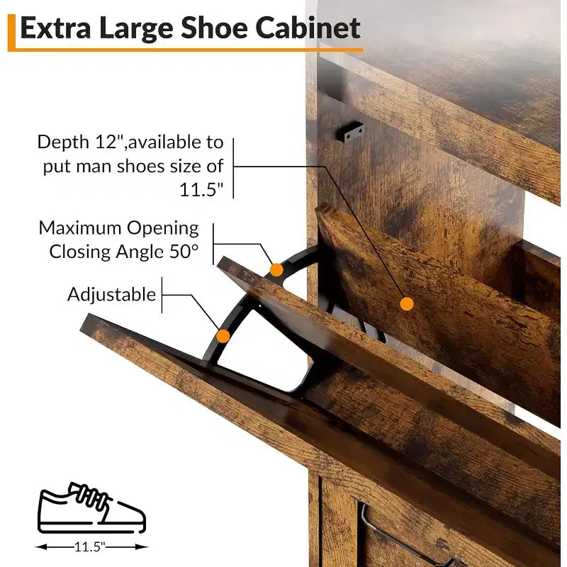 COZONY Meuble à chaussures avec 4 tiroirs à abattant - Organisateur de rangement de chaussures autoportant avec pieds en métal, séparation sec/humide pour entrée