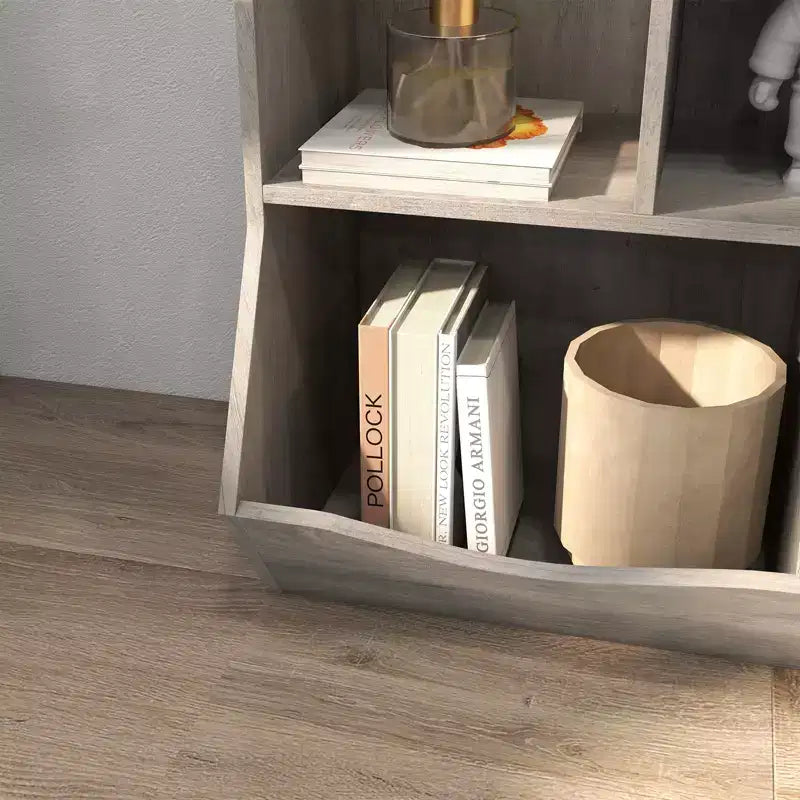 Meuble de rangement pour jouets pour enfants avec 3 étagères ouvertes et 2 bacs inclinables pour livres et jouets, design anti-basculement, meuble en bois durable pour salle de jeux et chambre d'enfant
